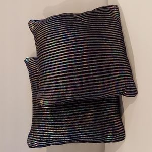 ‼️3 for $20‼️  Set of Two Black Decorative Pillows with Iridescent Stripes